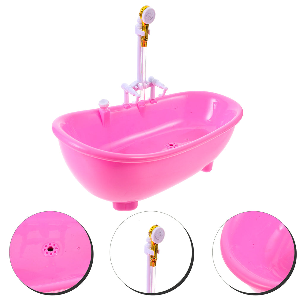 Pink Electric Water Spraying Bathtub with Sprayer for Doll R19915
