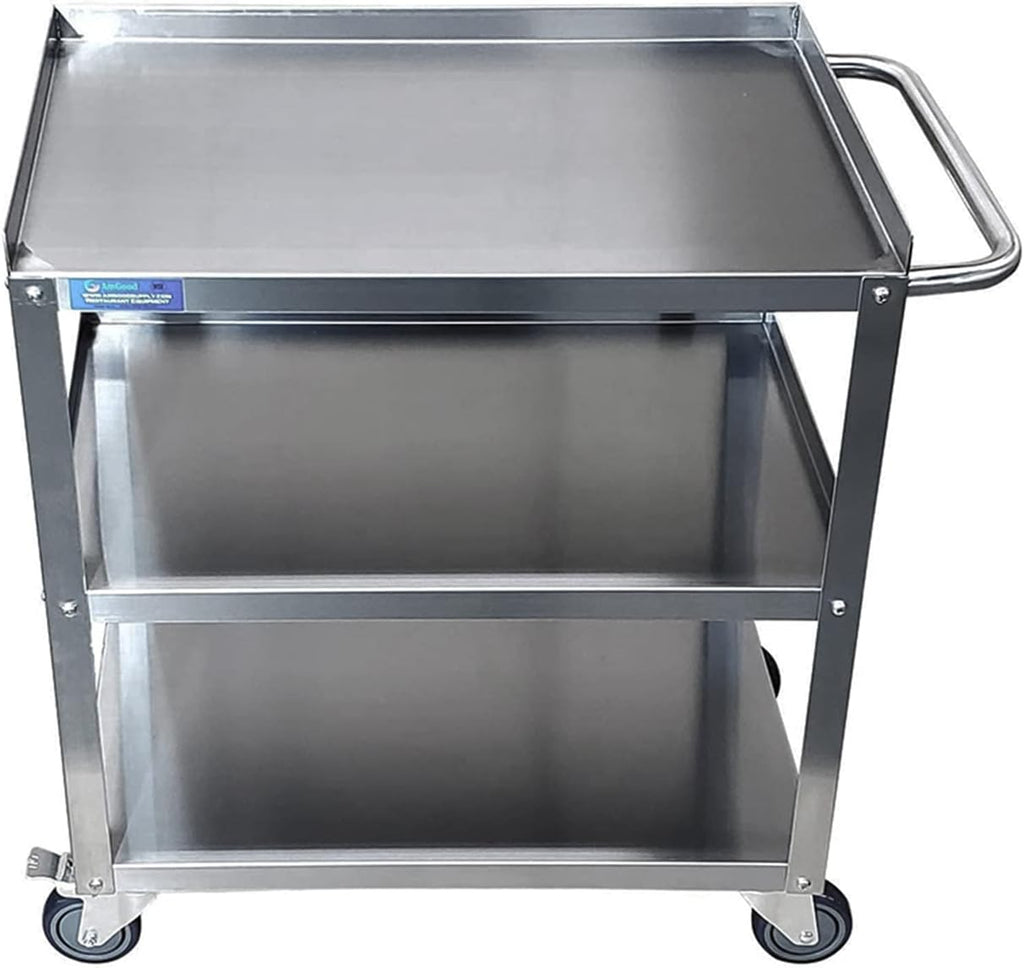 Stainless Steel 3 Shelf Utility Cart on Wheels with Handle M7905