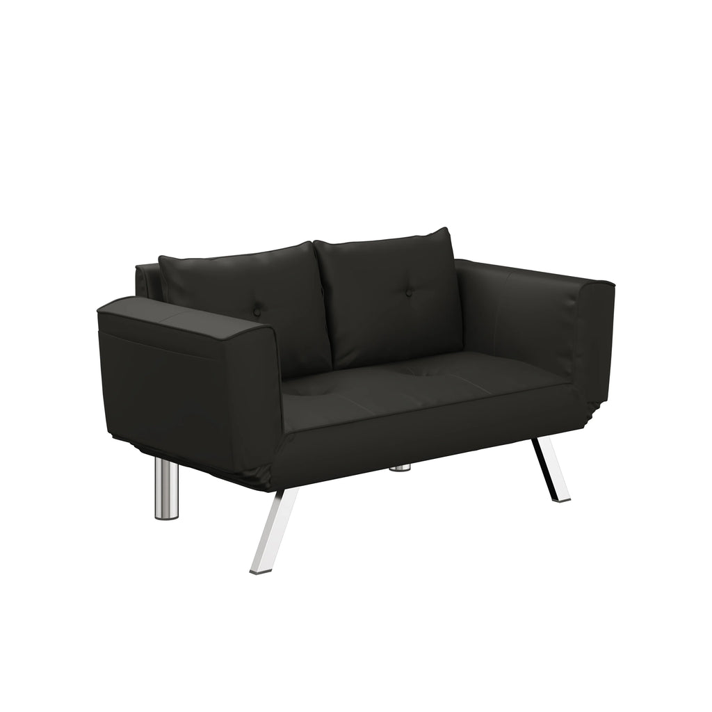 Black Fabric Sleeper Loveseat B6145