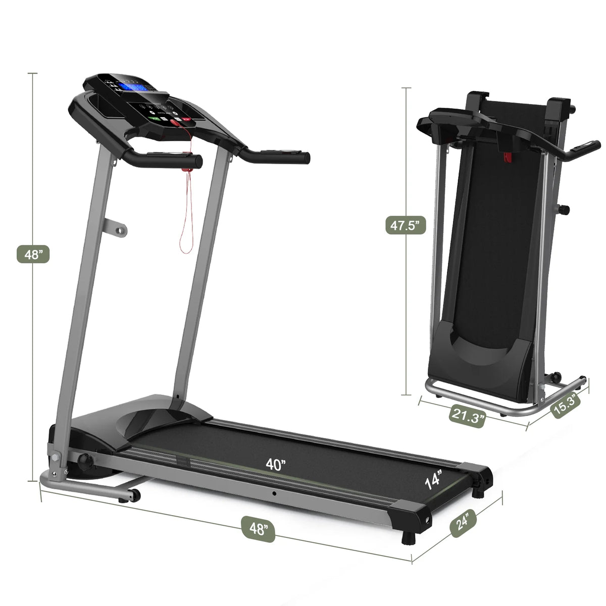 Foldable Electric Treadmill 2.5HP 265LBS Weight Capacity R533074