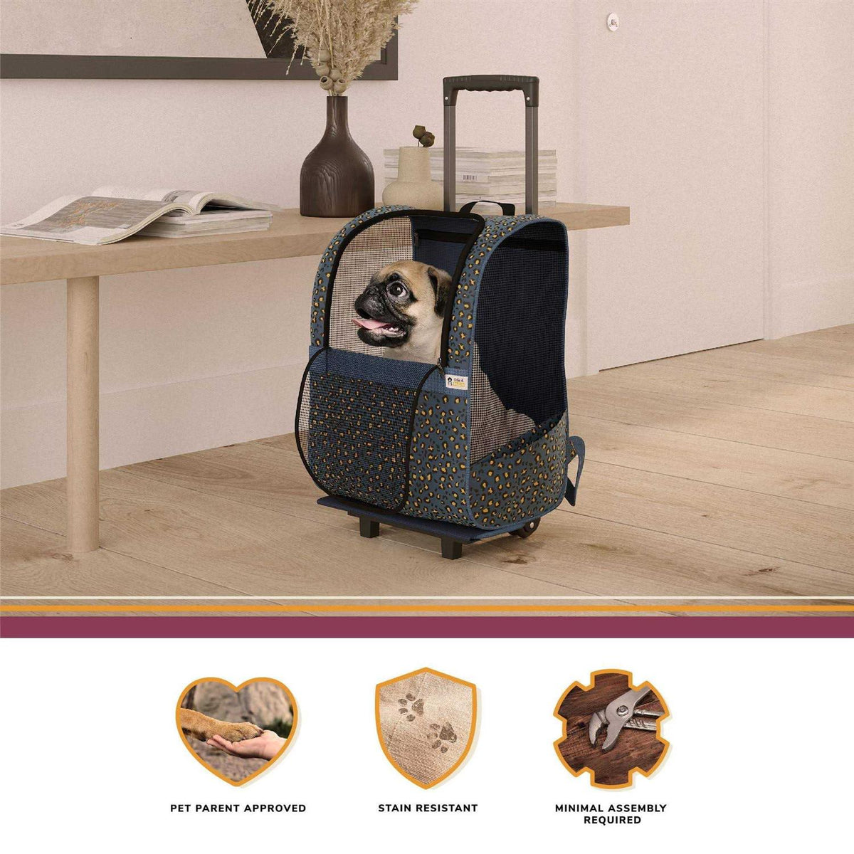 Pet Carrier Trolley with Shock Absorbent Wheels N585