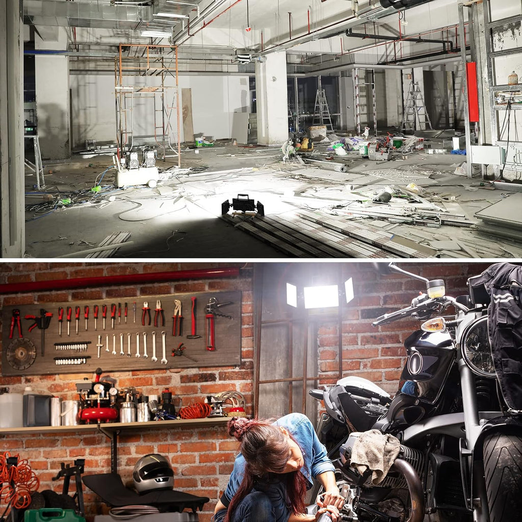 80W LED Work Light, Triple Adjustable Heads, 6500K, IP65 Waterproof, with Stand, Pack of 2 A280