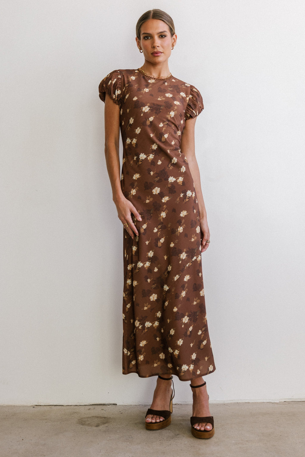 Brown Floral Maxi Dress H892285