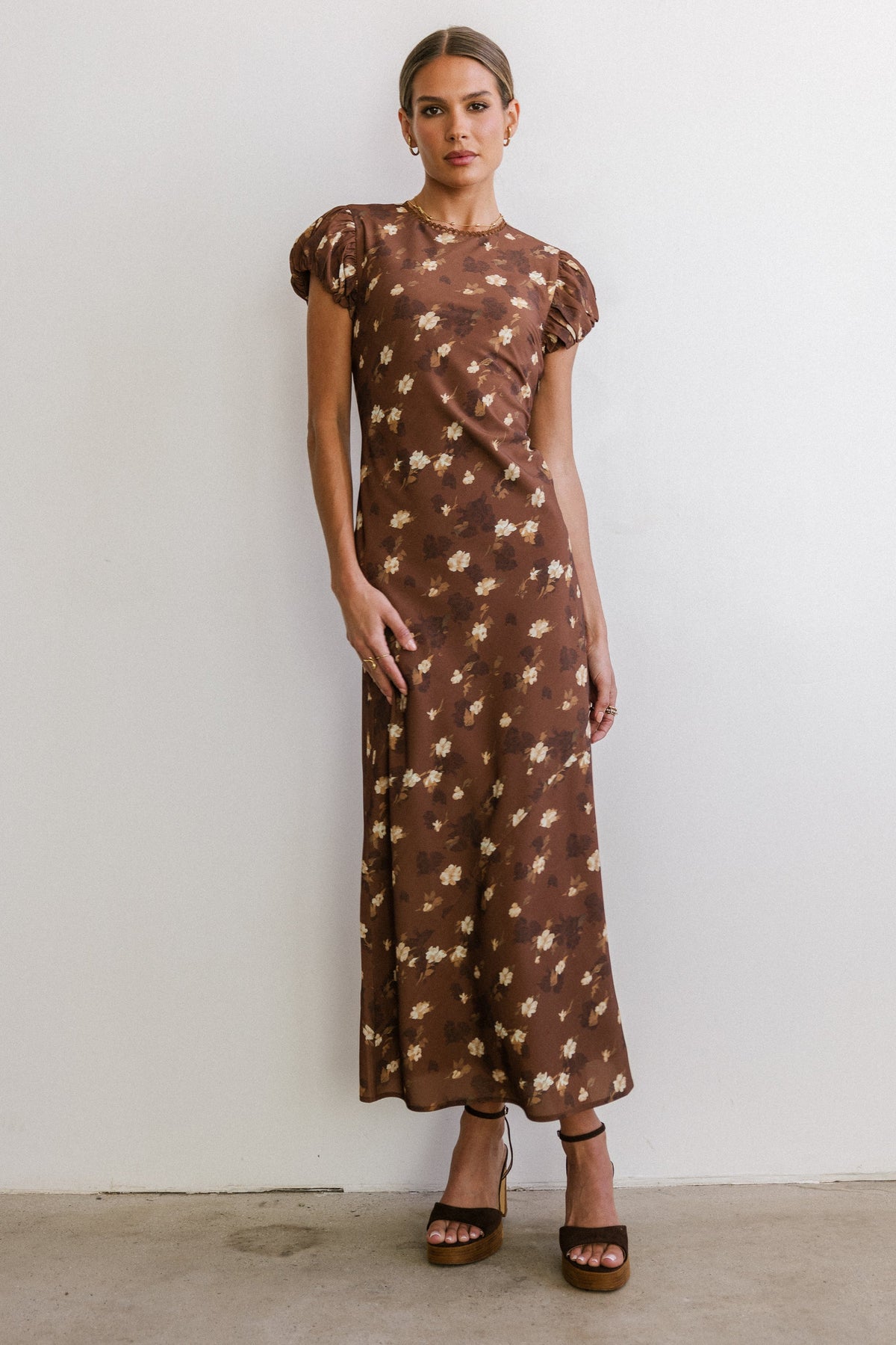 Brown Floral Maxi Dress H892285