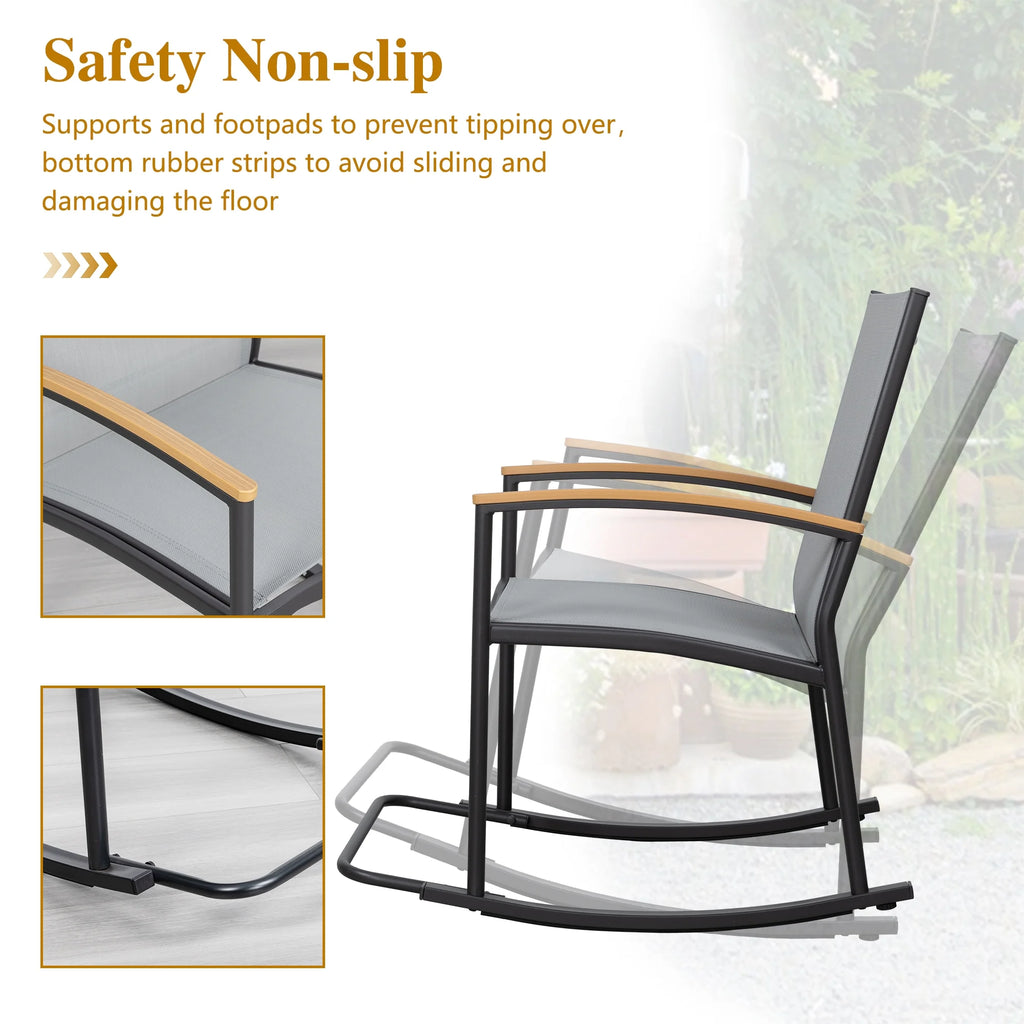 Light Gray 3 Pieces Patio Rocking Bistro Set L21485