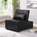 Black Faux Leather Convertible Sofa Bed X12083
