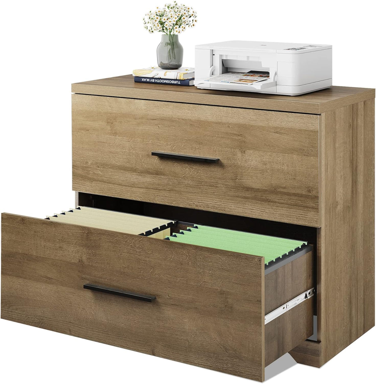 2 Drawer Wood Lateral File Cabinet with Anti-tilt Mechanism D64044