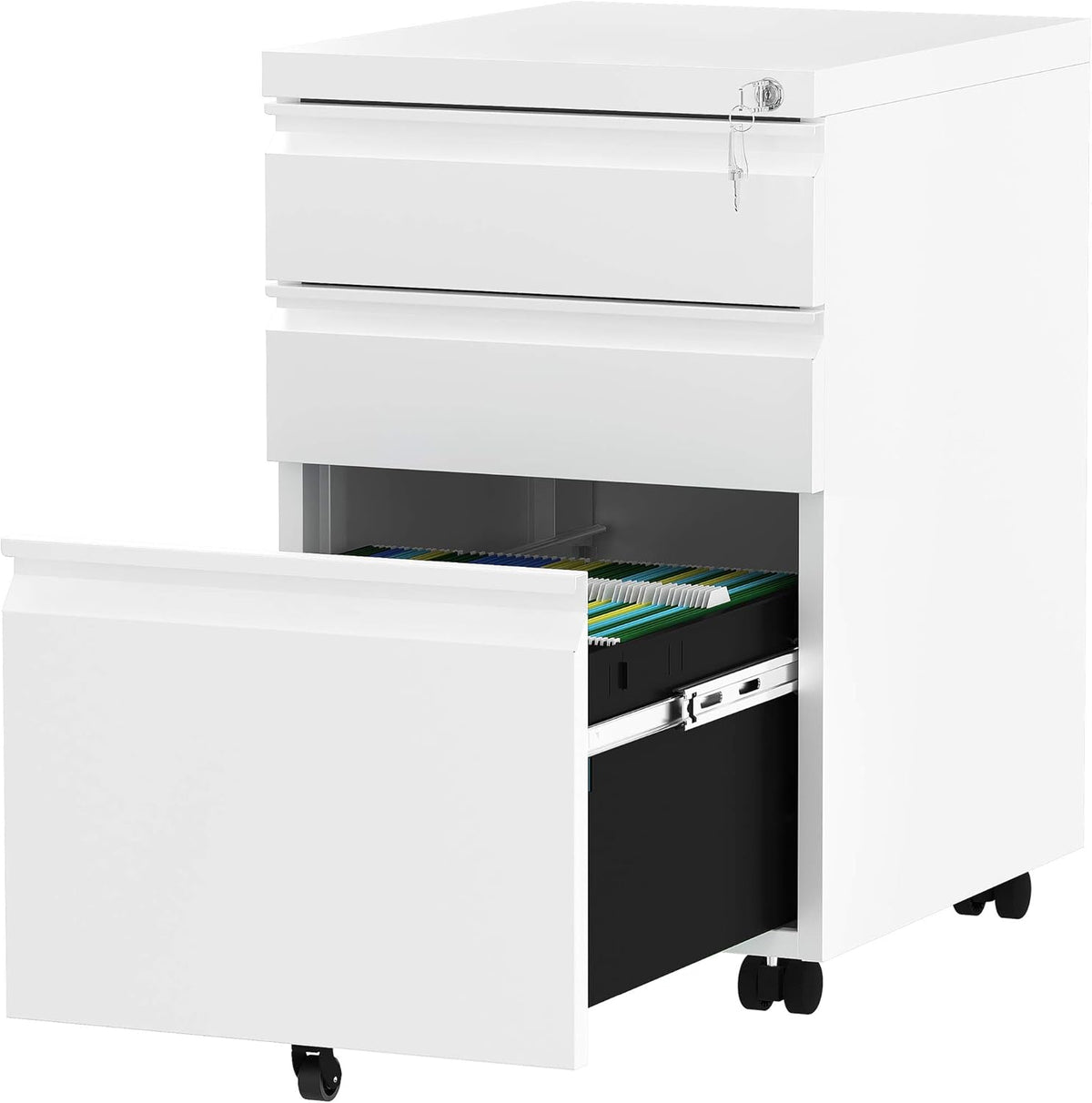 White 3-Drawer Metal File Cabinet Y982385
