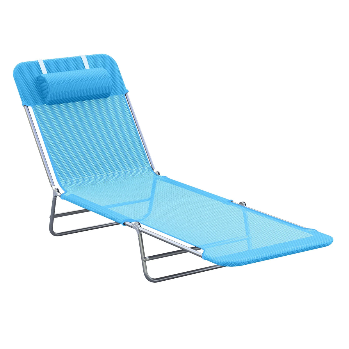 Folding Chaise Lounge Pool Chairs with Pillow, Steel Frame & Breathable Mesh, Black H8262