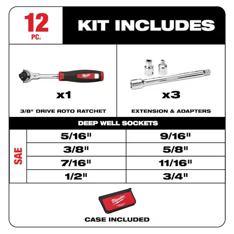 SAE Ratchet & Socket Set 12-Piece Q4346