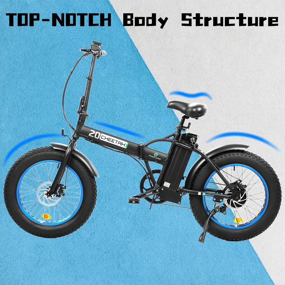 500 W Electric Bike 20" Fat Tire Folding Electric Bicycle 36 V 12.5 AH Removable Battery O571