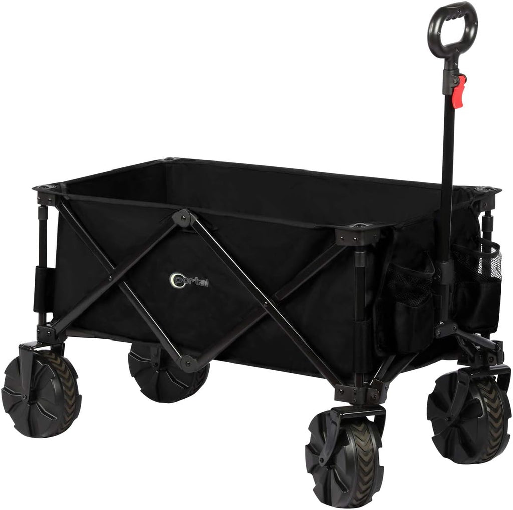 Collapsible Folding Utility Wagon Cart with 8 inches Wheels Black E74357