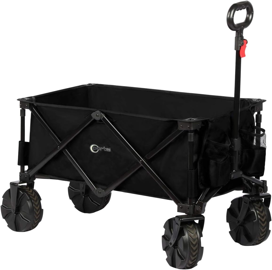 Collapsible Folding Utility Wagon Cart with 8 inches Wheels Black E74357