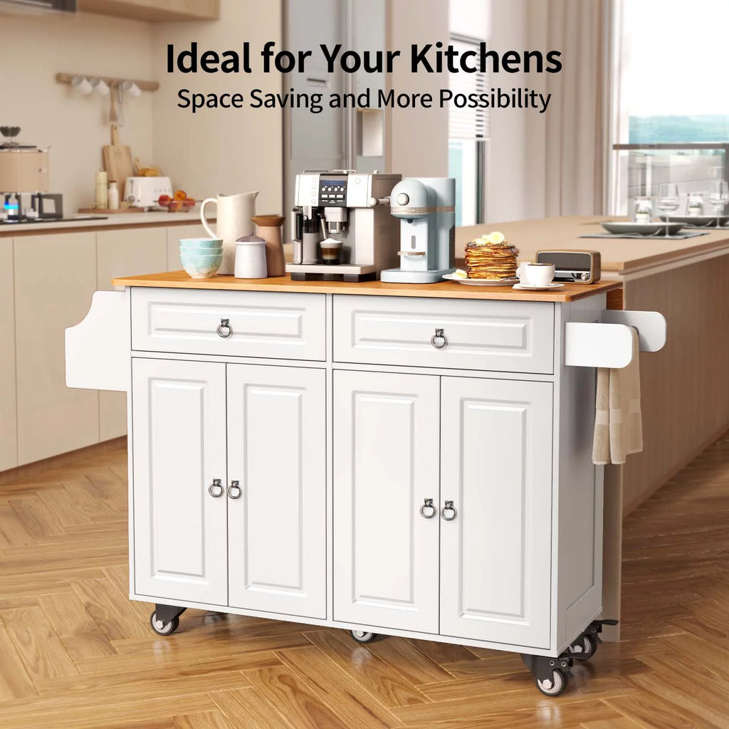 52" White Kitchen Island with Storage Y870750