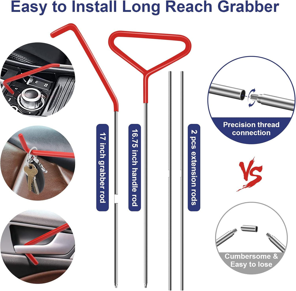 21PCS Car Door Unlock Kit with Long Reach Grabber and Pry Tool D43070