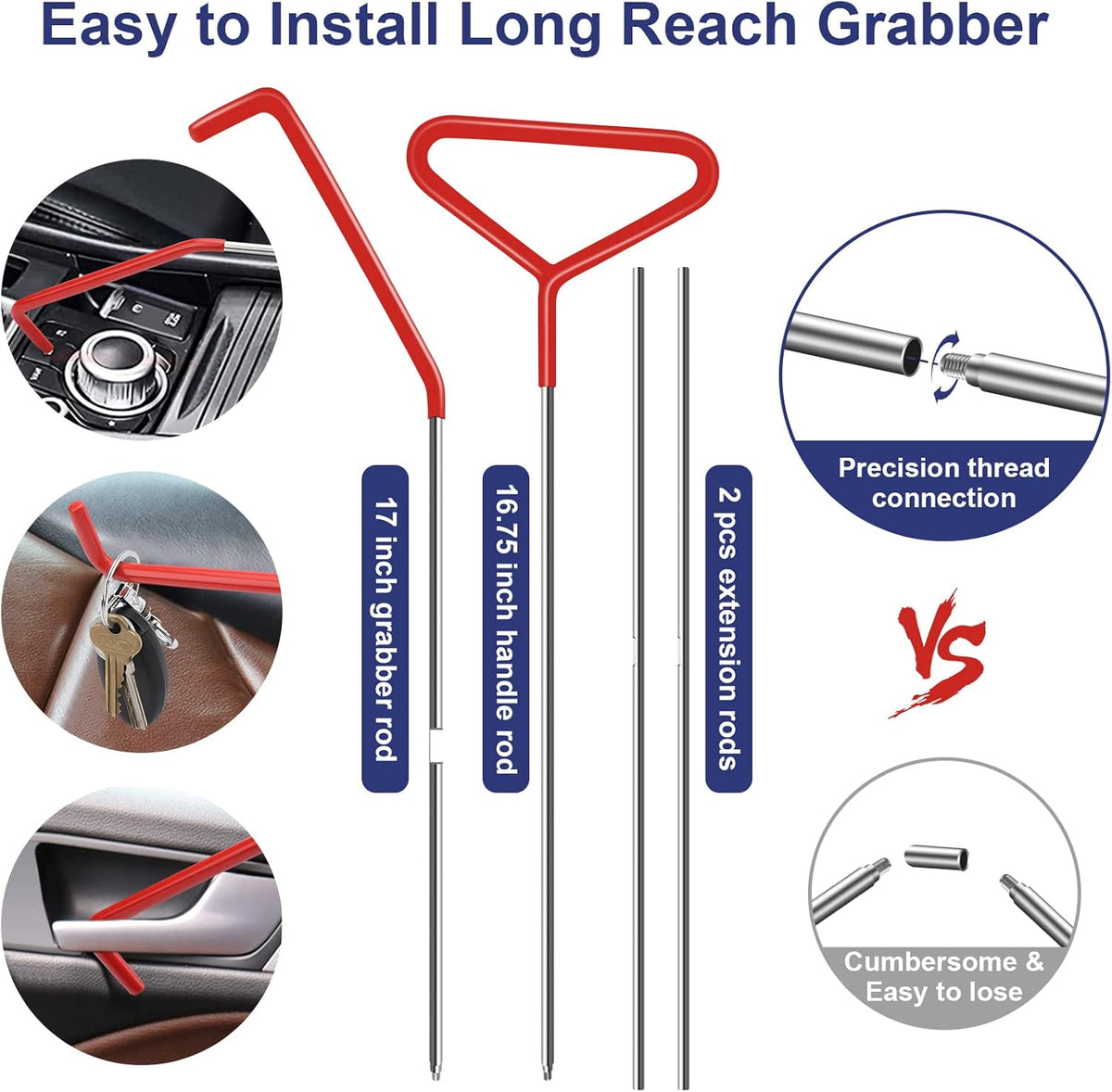 21PCS Car Door Unlock Kit with Long Reach Grabber and Pry Tool D43070