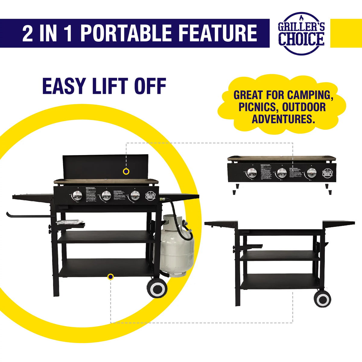 Outdoor Griddle Grill Propane Flat Top with Hood R82409