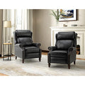 Turquoise Genuine Leather Push Back Recliner Chair with Solid Wood Legs S84833