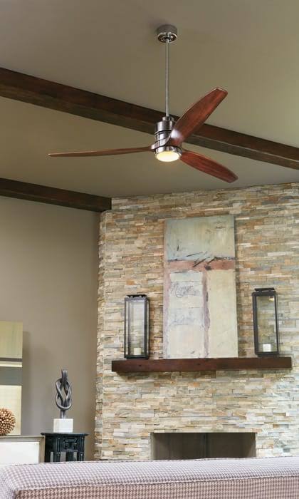 Chrome Walnut Blades Ceiling Fan C65116