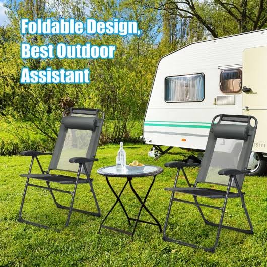 Gray Patio Adjustable Folding Recliner Chairs M429
