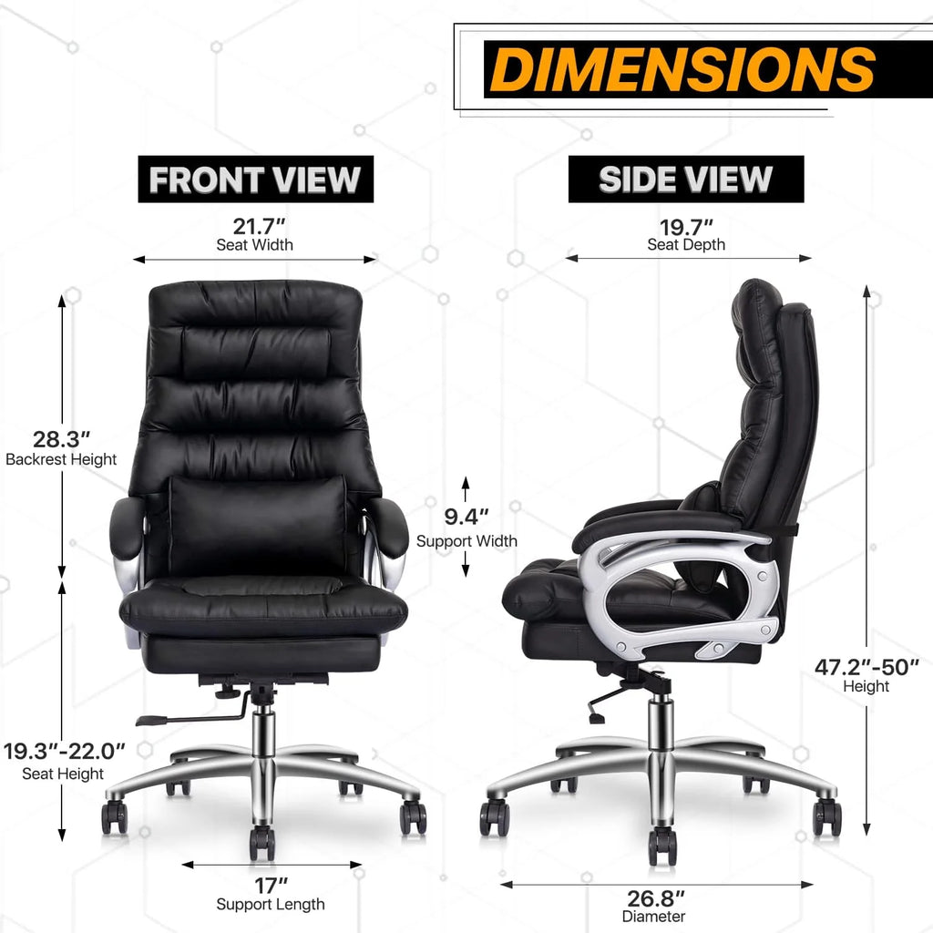 Big And Tall Black PU Leather Executive Office Chair K117096