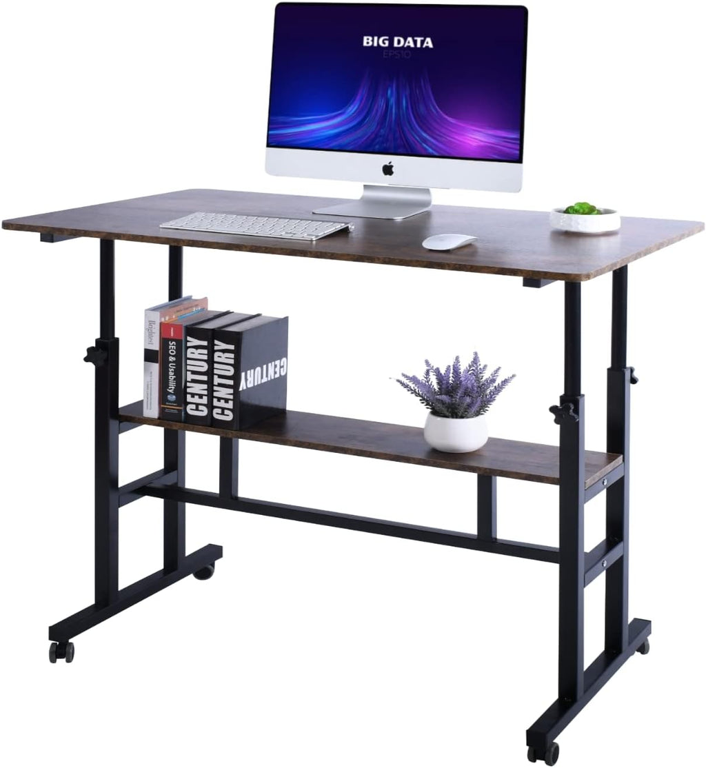 Black Mobile Standing Desk with Wheels G884368