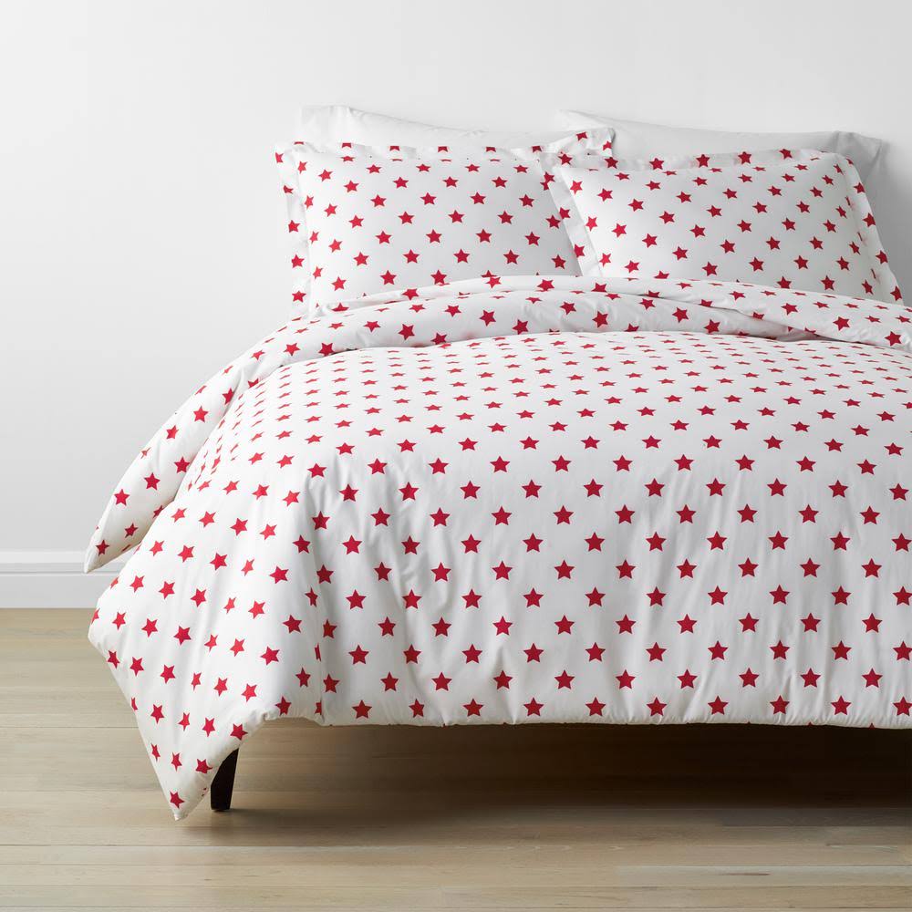 Red Organic Cotton Queen Duvet Cover Set Q994