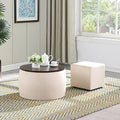 White 2 in 1 Round Ottoman Set Z176385