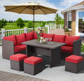7 Piece Rattan Wicker Patio Conversation Set F368