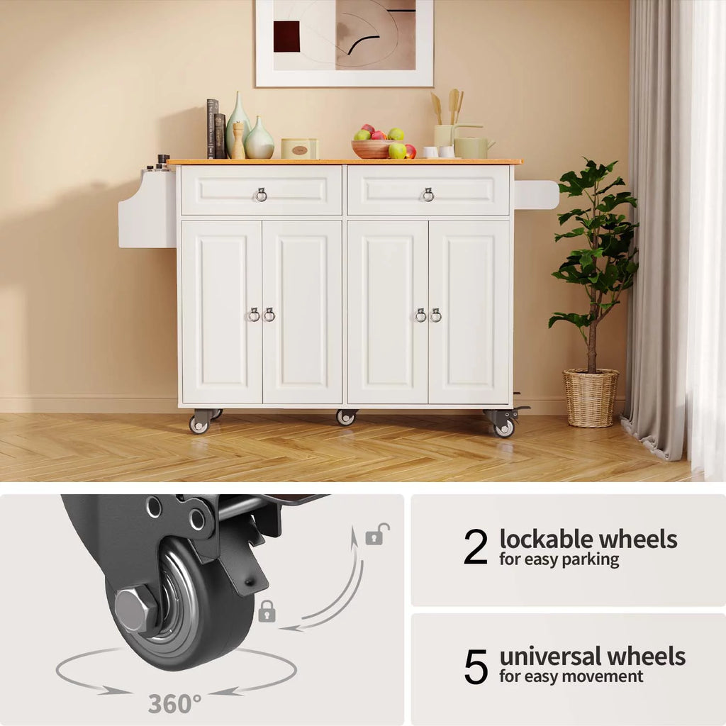 52" White Kitchen Island with Storage Y870750