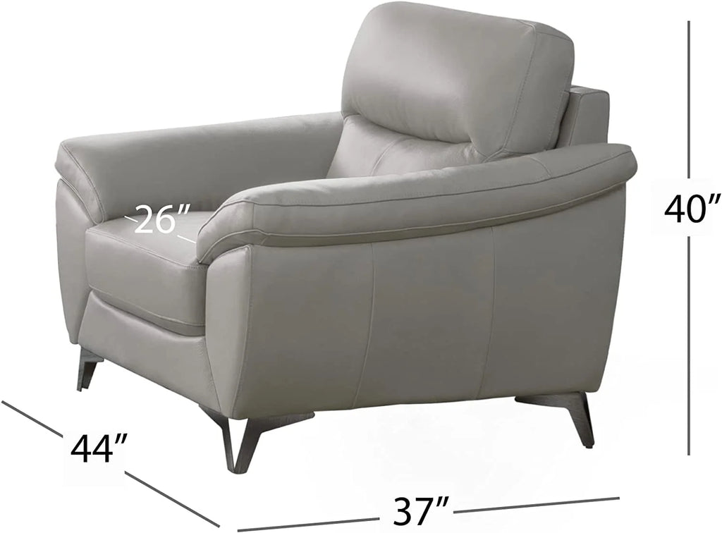 Gray Top Grain Leather Chair R9597