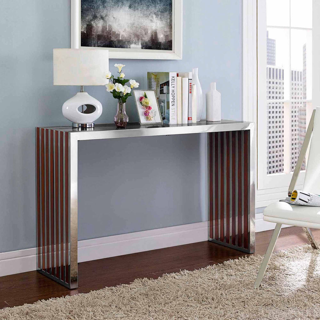 Walnut Wood Inlay Console Table or Bench Z32443
