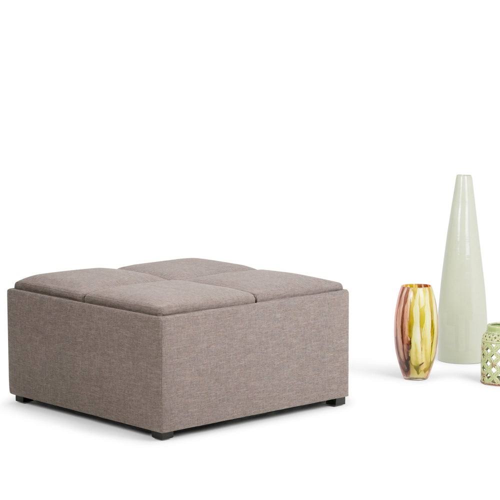 Distressed Black Square Table Ottoman Q172858