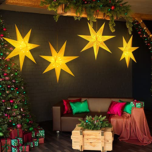 2 Pack 24 Inch Paper Star Lantern with 50 LEDs Y5075