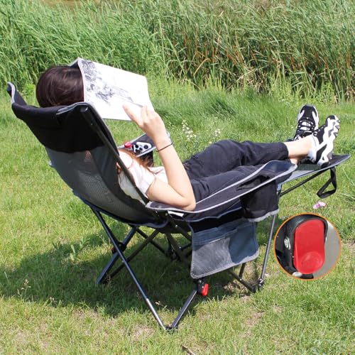 Reclining Camping Chair with Removable Footrest and Headrest I43228