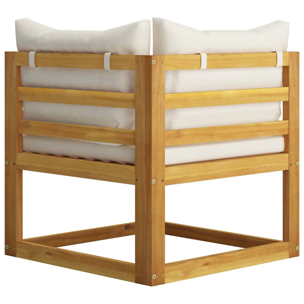 7 Piece Acacia Wood Patio Lounge Set with Cream Cushions W603954