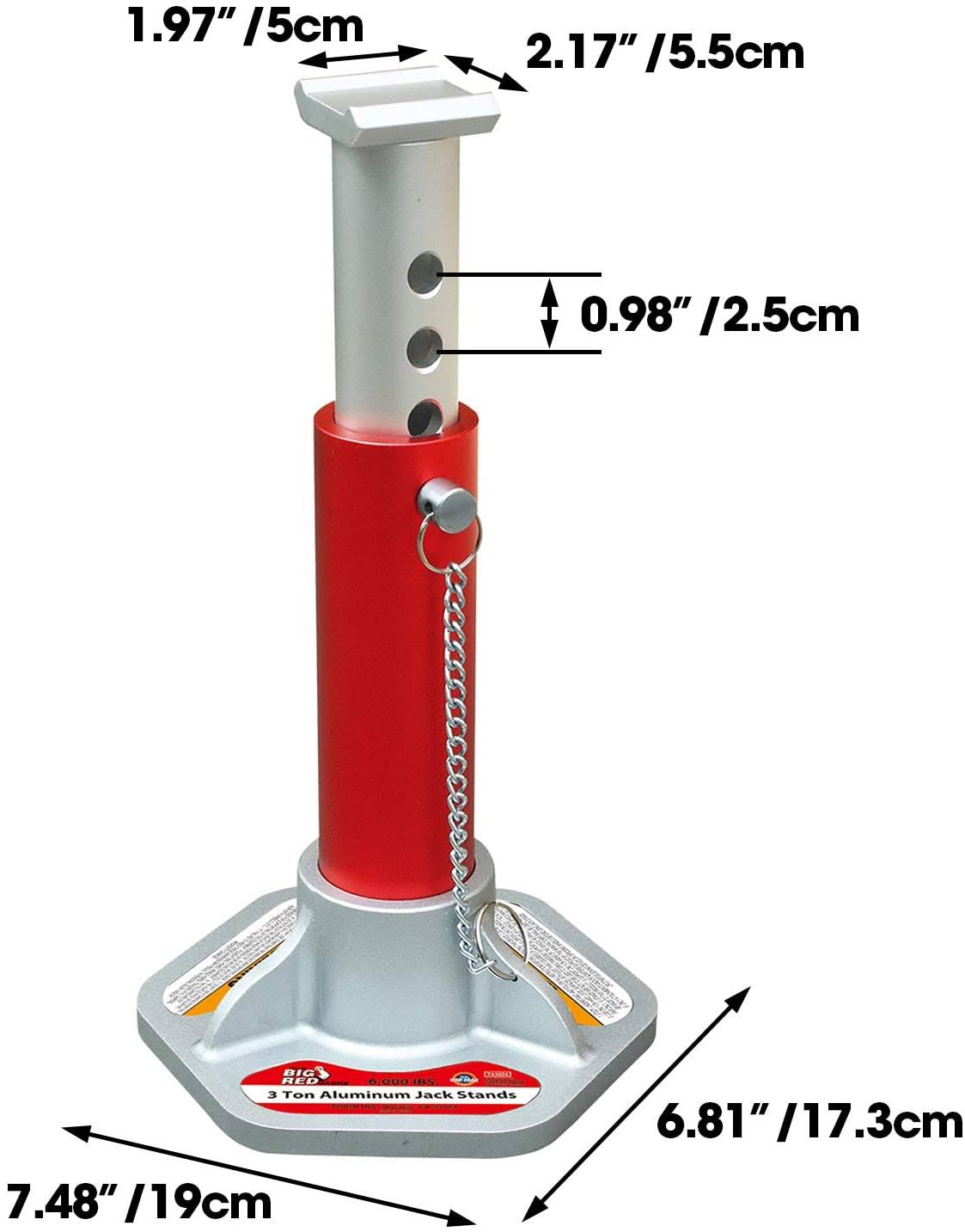 3 Ton Capacity Double Locking Aluminum Jack Stands, 1 Pair B60518