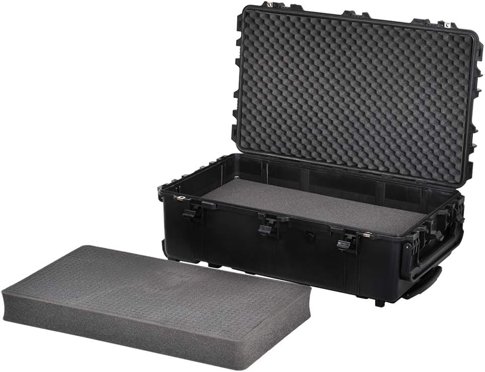 Portable Rolling Waterproof Hard Case with Wheels and Retractable Pull Handle, Black, 31.65inch x 19.37inch x 11.02inch N330