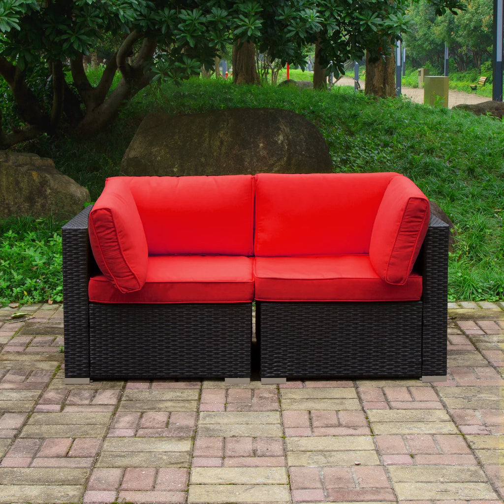 Red 2-Piece Rattan Outdoor Sofa Set E949586