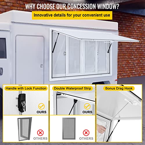 36 x 36 inch Aluminum Alloy Food Truck Service Window with 4 Horizontal Sliding Screen Windows S981