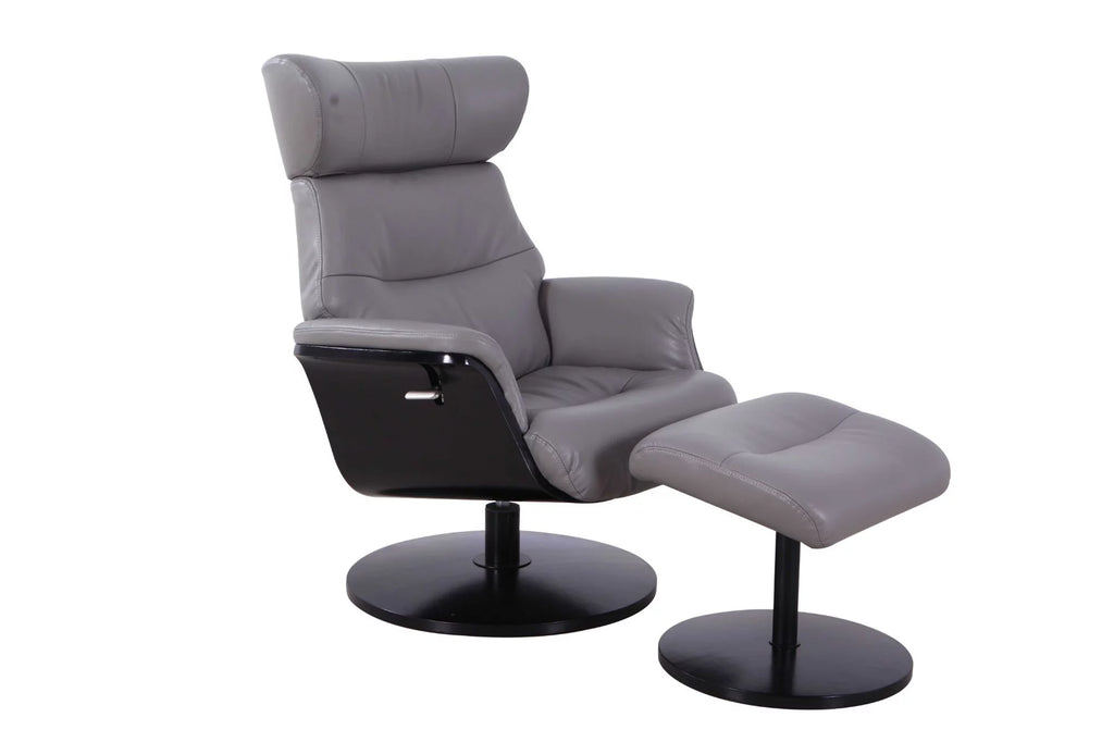 Gray and Black Recliner Chair with Ottoman L93265