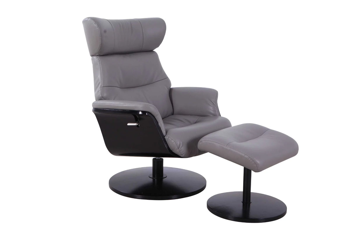 Gray and Black Recliner Chair with Ottoman L93265