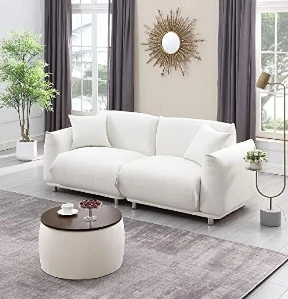 White 2 in 1 Round Ottoman Set Z176385