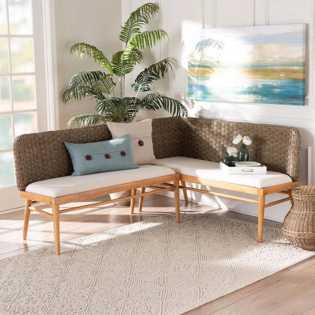 2-Piece Brown Dining Nook Banquette Set W39792