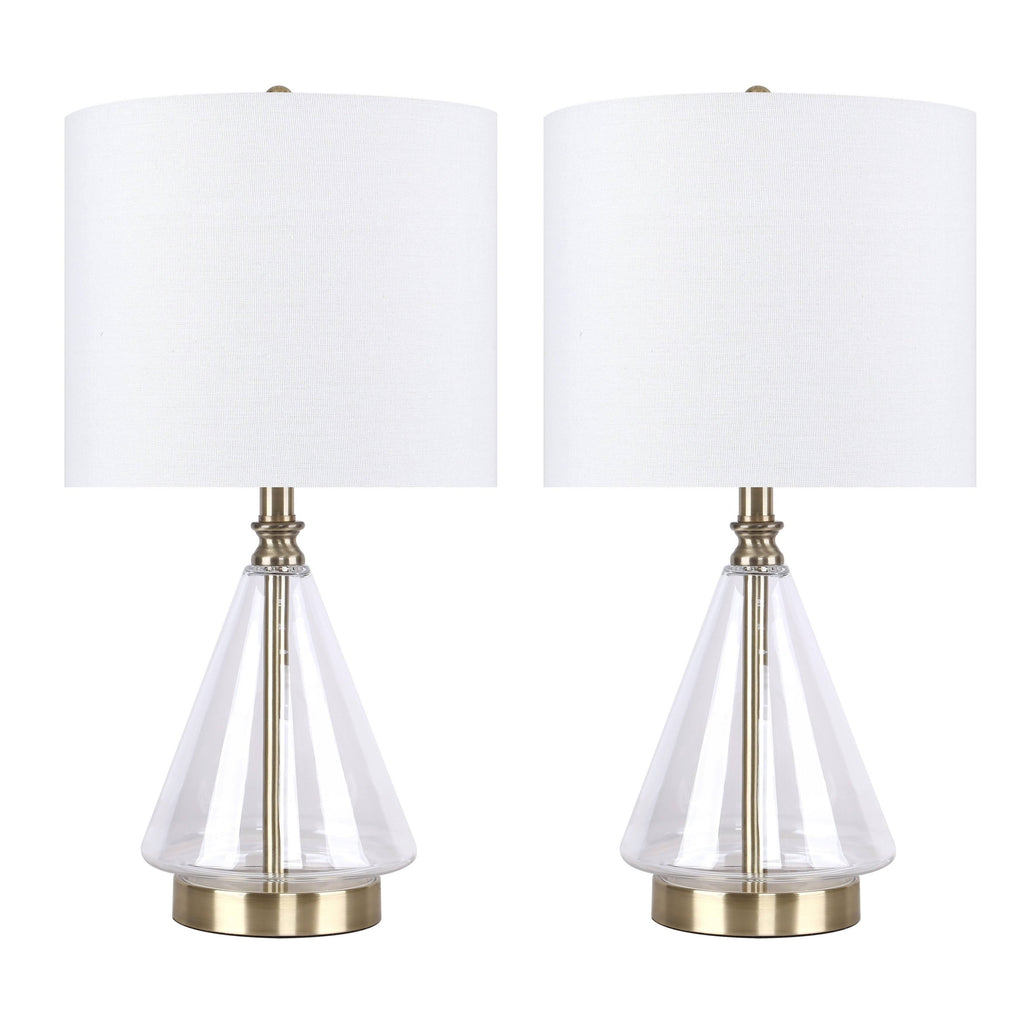 Set of 2 Glass Accent Lamps with Brass Accents G96689