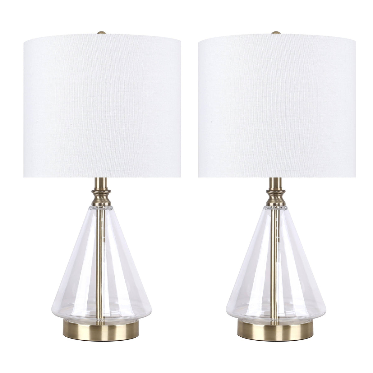 Set of 2 Glass Accent Lamps with Brass Accents G96689