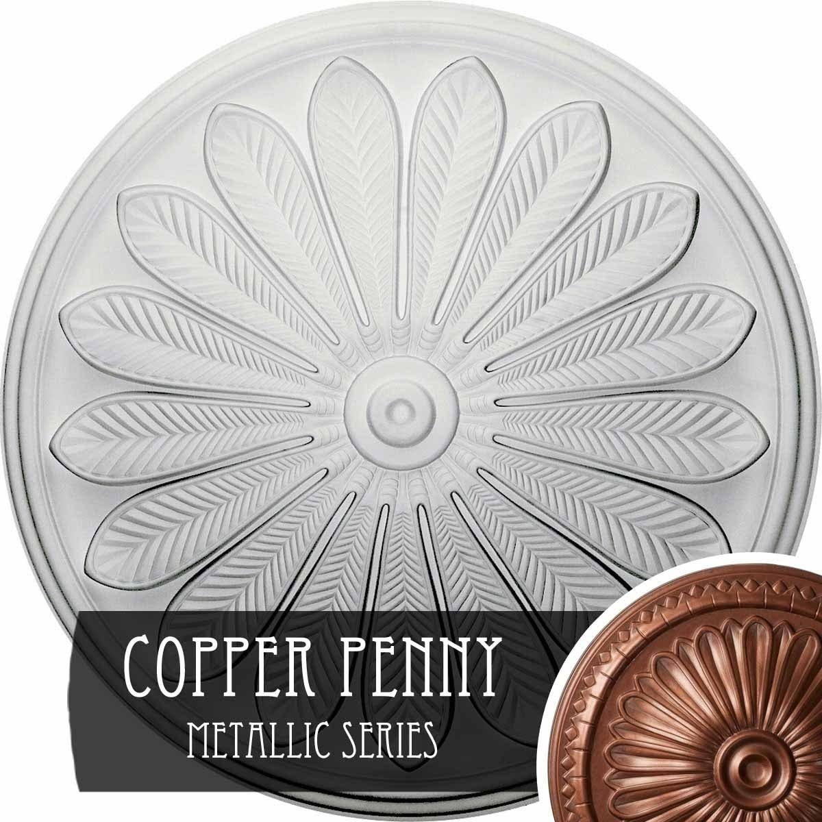 25 1/2x22OD x 5 1/2x22P Ceiling Medallion, Hand-Painted Copper Penny U706