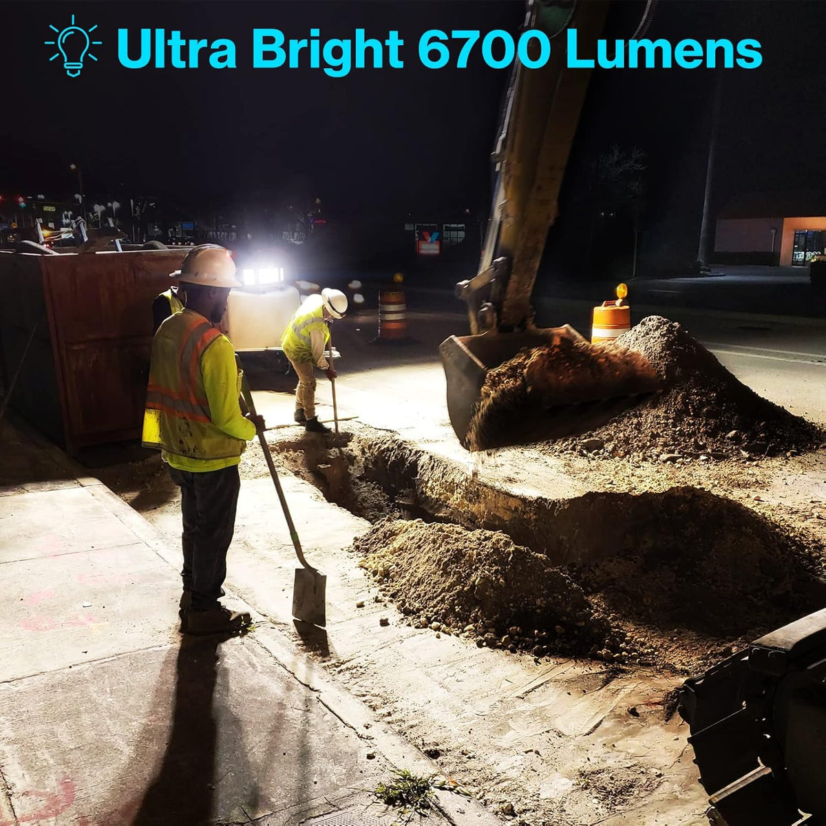 80W LED Work Light, Triple Adjustable Heads, 6500K, IP65 Waterproof, with Stand, Pack of 2 A280