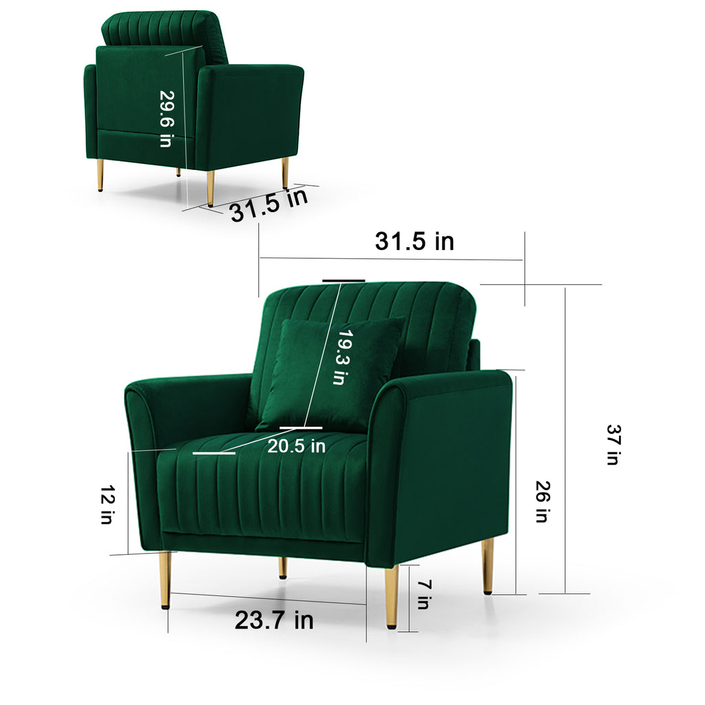Green Velvet Accent Chair Q681298