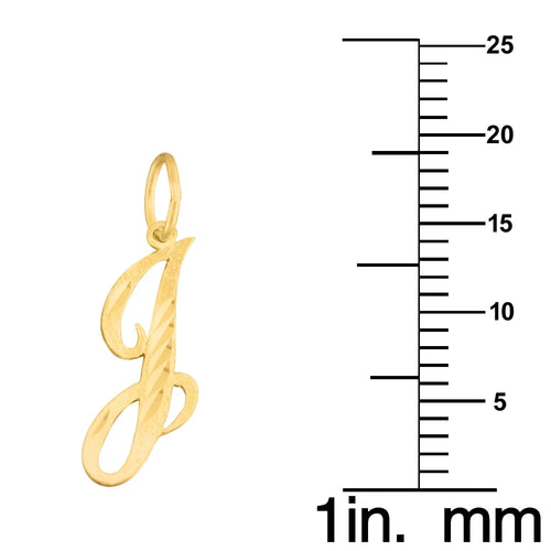 14K Yellow Gold Diamond-cut Initial 'J' Pendant Necklace with 16" Chain X875798